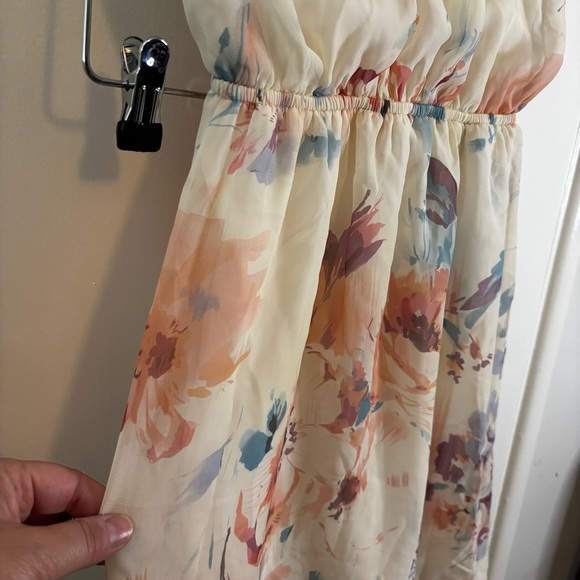 Everly Cream Asymmetrical Ruched Sundress - Picture 6 of 8